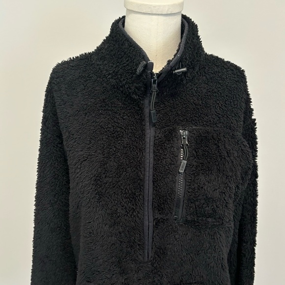 PINK Victoria’s Secret Black Sherpa Half Zip Fleece Sweater - Picture 5 of 15